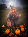 Large 30" Candy Corn Harvest Pumpkinhead Doll - Whimsical Halloween