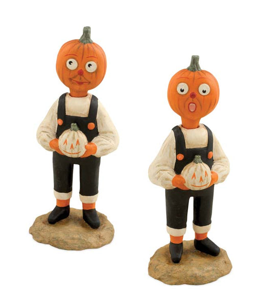 Two faced pumpkin boy figure - Bethany Lowe