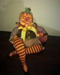 Orange Harvest Pumpkinhead Doll - Whimsical Halloween