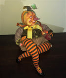 Orange Harvest Pumpkinhead Doll - Whimsical Halloween