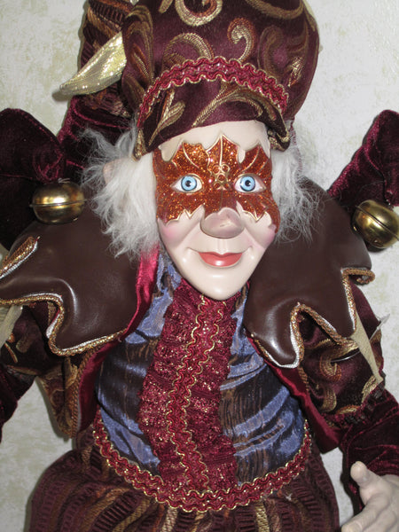 Red Harvest Masquerade Elf Jester Doll