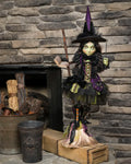 Bella Hawthorn Witch Standing on Broom Doll- Katherine's Collection Unique Vintage Magic Practical Decor