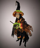 Flying Fernie Cackle  - Whimsical Witch Doll